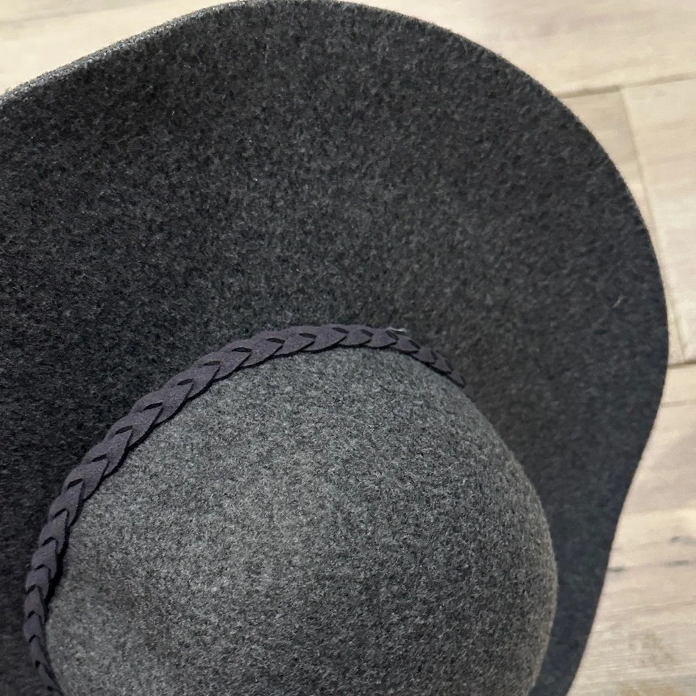 Dressy Girls Kids Hat Gray wide brim wool